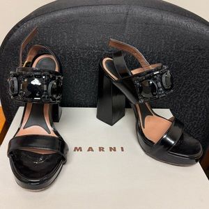 FINAL PRICE Authentic Marni Black Leather & Jewels Heels